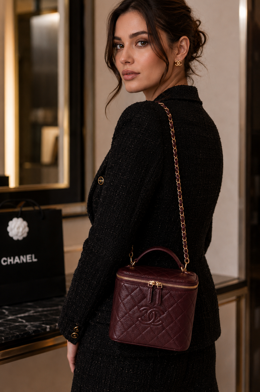 Chanel Vanity Bag Burgundy