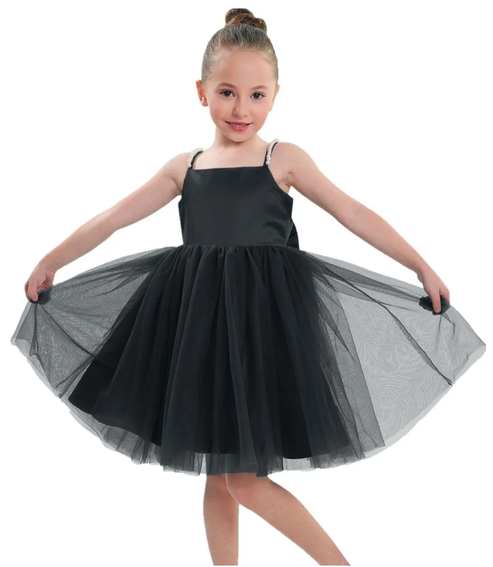 2Bunnies Girls' Pearl-Strap Sleeveless Bow Fit & Flare Dress