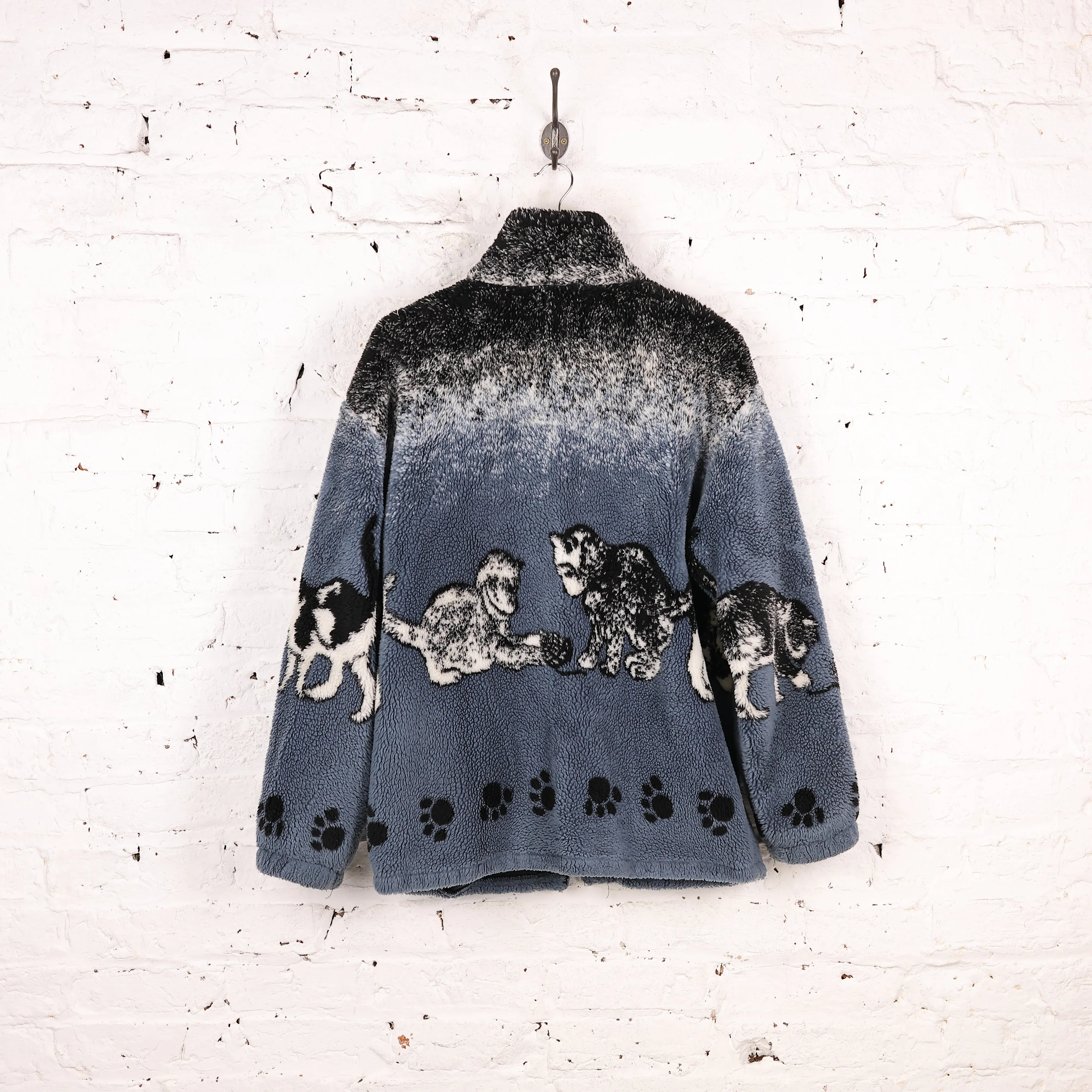 Cats Zip Up Fleece Jacket - Blue - L