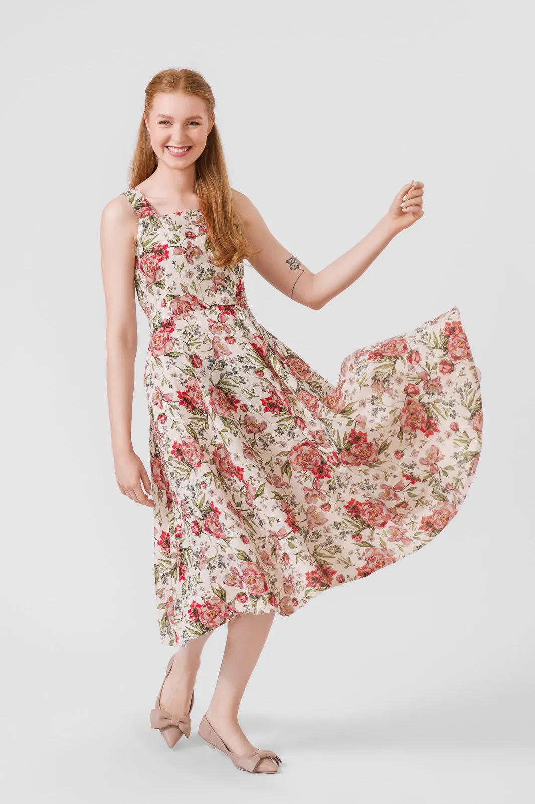 Pinafore Dress, Sleeveless, Patterned
